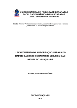 levantamento da arboriza&ccedil;&atilde;o urbana do bairro sagrado