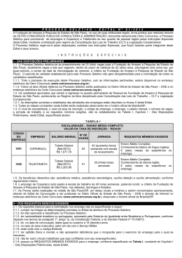 Processo Seletivo - Edital 01-2013