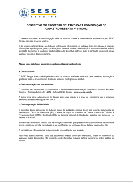DESCRITIVO DO PROCESSO SELETIVO N&ordm; 002/2011
