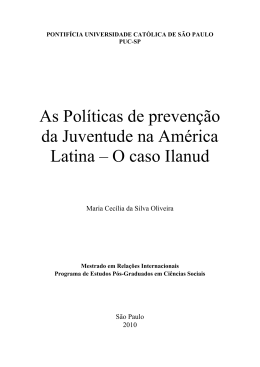 As Políticas de prevenção da Juventude na América Latina - PUC-SP