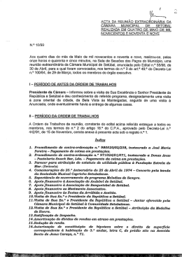 ACTA DA REUNIÃO EXTRAO DINÁRIA DA cÃMARA MUNICIPAL