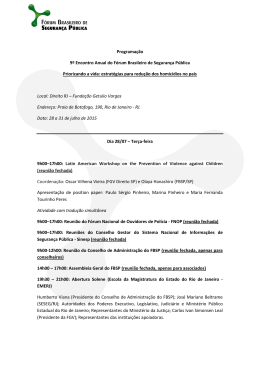 Programa&ccedil;&atilde;o 9&ordm; Encontro Anual do F&oacute;rum Brasileiro de Seguran&ccedil;a
