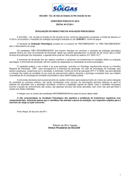 1 Roberto da Silva Tejadas Diretor-Presidente da SULG&Aacute;S