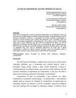 LEITURA NA UNIVERSIDADE: DO PAPEL IMPRESSO AO VIRTUAL