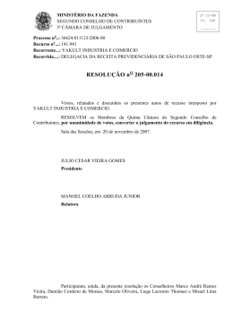 RESOLUÇÃO n 205-00.014 - Conselhos de Contribuintes