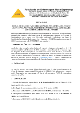 EDITAL DE SELE&Ccedil;&Atilde;O PARA O PROGRAMA DE P&Oacute;S