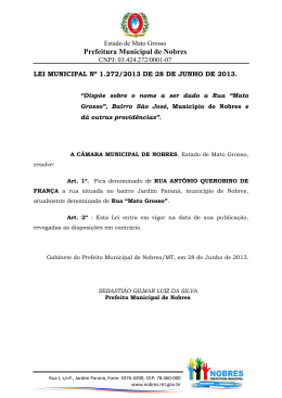 Lei Municipal nº 1272-2013 - denomina a rua Mato Grosso Bairro