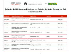 Relação de Bibliotecas Públicas no Estado do Mato Grosso do Sul