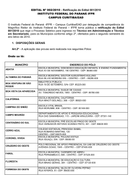 EDITAL N&ordm; 002/2010 - Retifica&ccedil;&atilde;o do Edital 001/2010