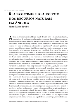 Realeconomie e realpolitik nos recursos naturais