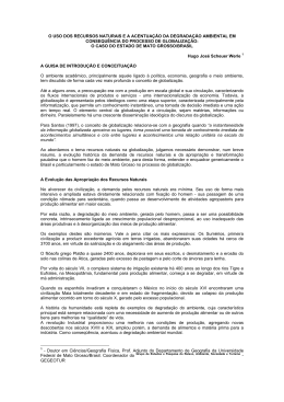 o uso dos recursos naturais e a acentua&ccedil;&atilde;o da degrada&ccedil;&atilde;o