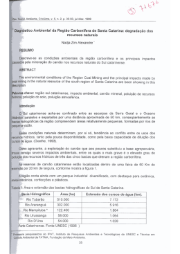 Diagn&oacute;stico ambiental da regi&atilde;o carbon&iacute;fera de Santa Catarina