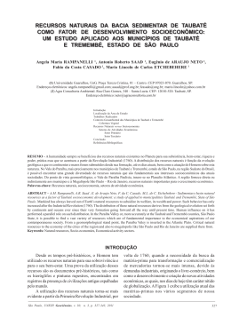 recursos naturais da bacia sedimentar de taubat&eacute; como fator de
