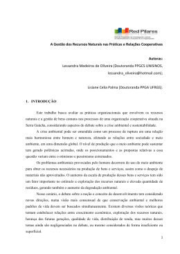 A Gest&atilde;o dos Recursos Naturais nas Pr&aacute;ticas e