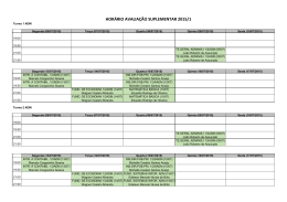 horário avaliação suplementar 2015/1