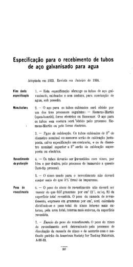 Especifica&ccedil;&atilde;o para o recebimento de tubos