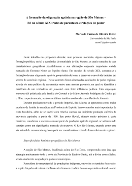 A forma&ccedil;&atilde;o da oligarquia agr&aacute;ria na regi&atilde;o de S&atilde;o Mateus