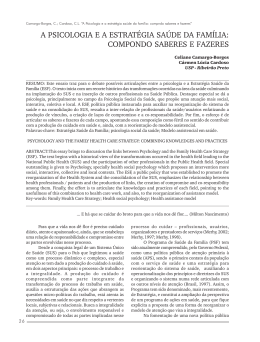 A PSICOLOGIA E A ESTRAT&Eacute;GIA SA&Uacute;DE DA FAM&Iacute;LIA