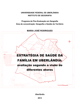 Estrat&eacute;gia de Sa&uacute;de da Fam&iacute;lia em Uberl&acirc;ndia: avalia&ccedil;&atilde;o
