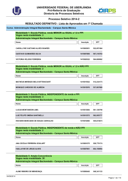 Resultado Defitinivo - Lista de Aprovados em 1&ordf; Chamada