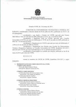 I O REITOR DA UNIVERSIDADE TECNOLÓGICA