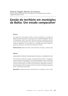 Gest&atilde;o do territ&oacute;rio em munic&iacute;pios da Bahia: Um estudo