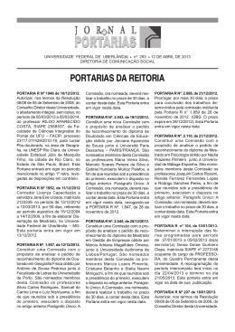 PORTARIAS DA REITORIA - Universidade Federal de Uberl&acirc;ndia