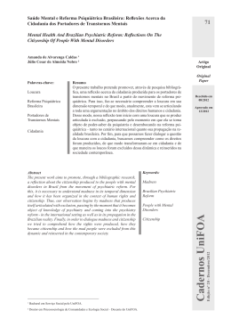 Sa&uacute;de Mental e Reforma Psiqui&aacute;trica Brasileira