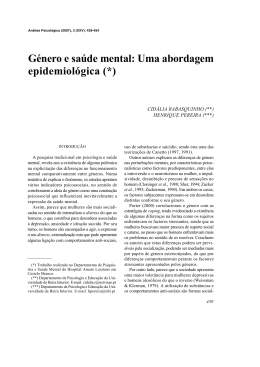 G&eacute;nero e sa&uacute;de mental: Uma abordagem epidemiol&oacute;gica (*)