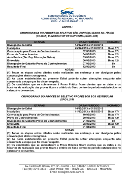 Av. Gomes de Castro, nº 132 – Centro – Tel. (98) 3216-3 - SESC-MA