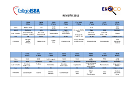 Horário das aulas de revisão.