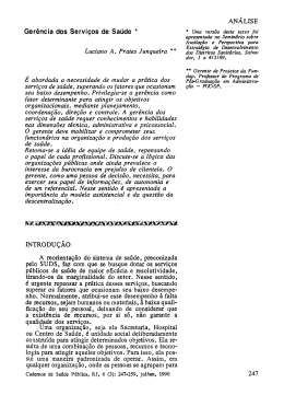 AN&Aacute;LISE Ger&ecirc;ncia dos Servi&ccedil;os de Sa&uacute;de