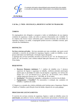 Segurança Higiene e Saúde no trabalho