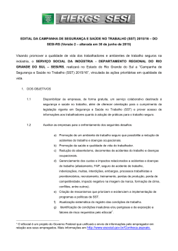 EDITAL DA CAMPANHA DE SEGURAN&Ccedil;A E SA&Uacute;DE NO