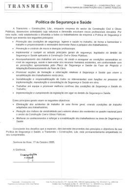 Politica de Segurança e Saúde no Trabalho da Transmelo
