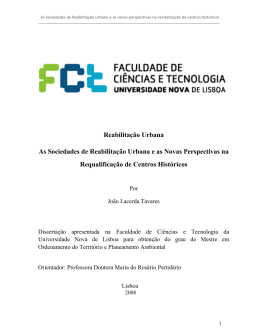Reabilita&ccedil;&atilde;o Urbana As Sociedades de Reabilita&ccedil;&atilde;o Urbana e as