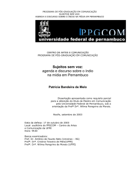 agenda e discurso sobre o &iacute;ndio na m&iacute;dia em Pernambuco