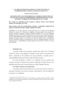 A ALTERA&Ccedil;&Atilde;O DO POLO PASSIVO NA EXECU&Ccedil;&Atilde;O FISCAL