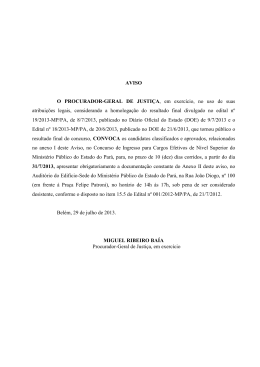 Aviso de 29/7/2013 - Minist&eacute;rio P&uacute;blico do Estado do Par&aacute;