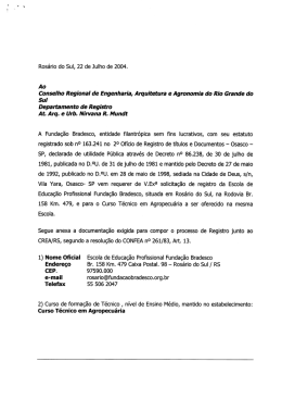 Ros&aacute;rio do Sul, 22 de Julho de 2004. Ao Conselho Regional