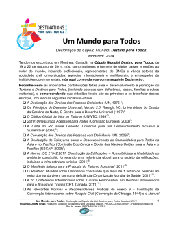 World Summit Destination for all, Montreal, 2014