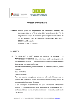 1 PARECER N.&ordm; 170/CITE/2013 Assunto: Parecer pr&eacute;vio ao