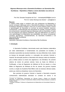 Algumas diferenças entre a Geometria Euclidiana e as Geometrias