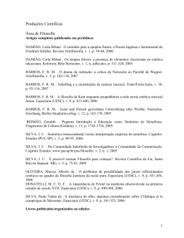 Produ&ccedil;&otilde;es Cient&iacute;ficas &Aacute;rea de Filosofia