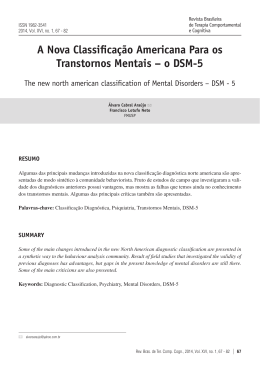 A Nova Classificação Americana Para os Transtornos Mentais