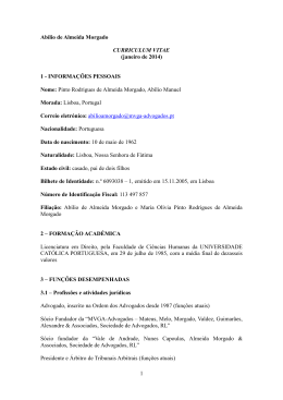Ab&iacute;lio de Almeida Morgado CURRICULUM VITAE (janeiro