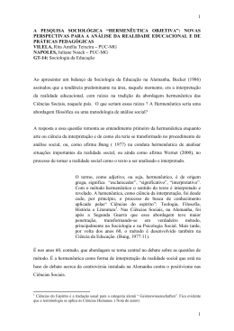 a pesquisa sociol&oacute;gica herm&ecirc;utica objetiva&rdquo; novas perspectivas