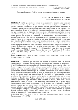 ISSN 2175-943X O romance hist&oacute;rico na Am&eacute;rica Latina &ndash; novas