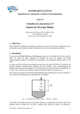 Sensor de N&iacute;vel por Radar