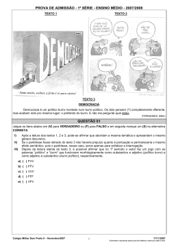 Prova de admiss&atilde;o &agrave; 1&ordf; S&Eacute;RIE EM